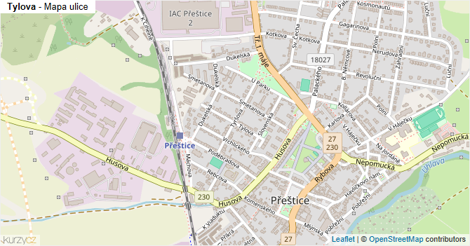 Tylova - mapa ulice