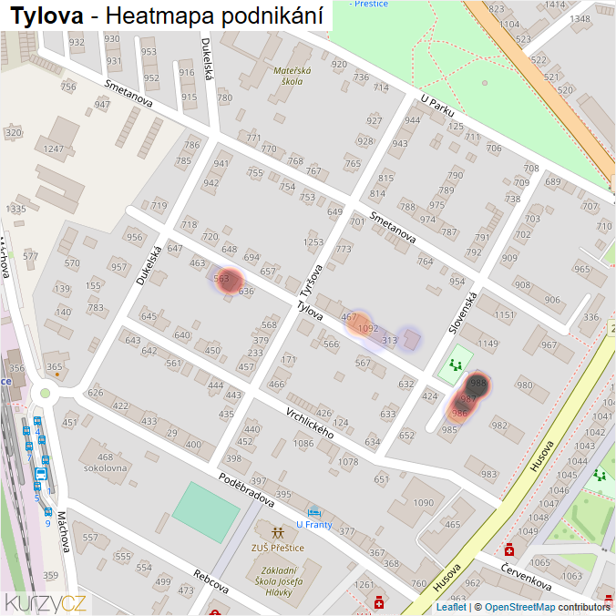 Mapa Tylova - Firmy v ulici.