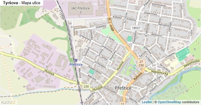 Tyršova - mapa ulice