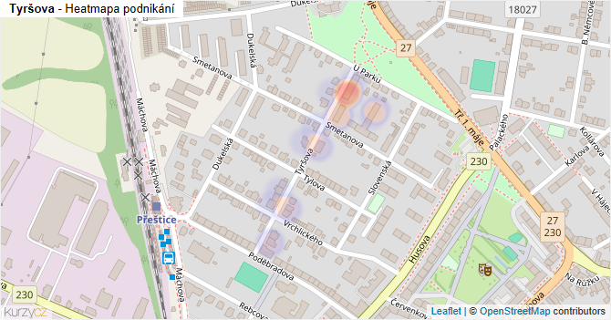 Tyršova - mapa podnikání