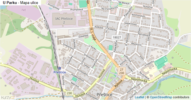 U Parku - mapa ulice