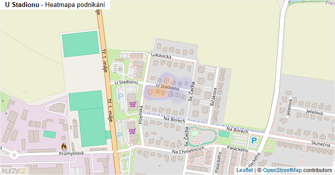U Stadionu - mapa podnikání