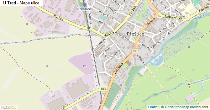 U Trati - mapa ulice
