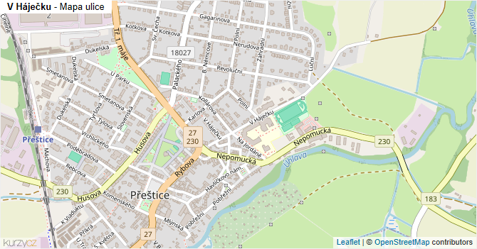 V Háječku - mapa ulice