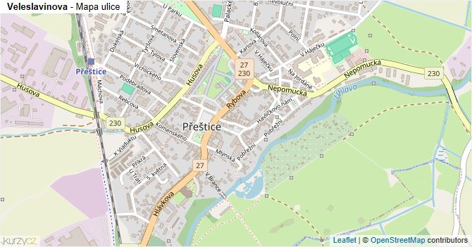 Veleslavínova - mapa ulice