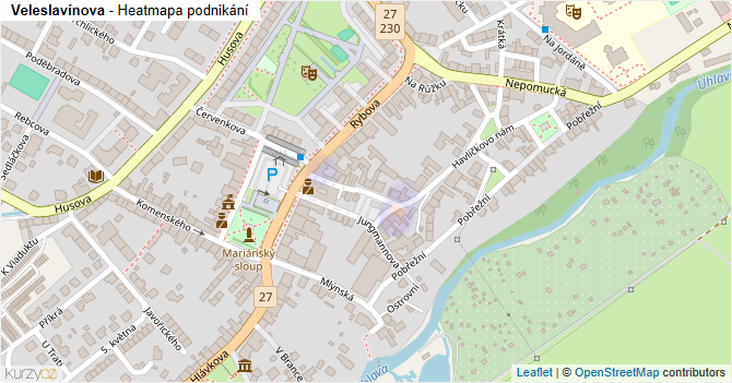 Veleslavínova - mapa podnikání