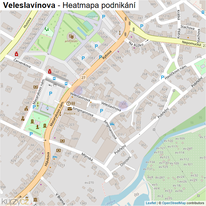 Mapa Veleslavínova - Firmy v ulici.