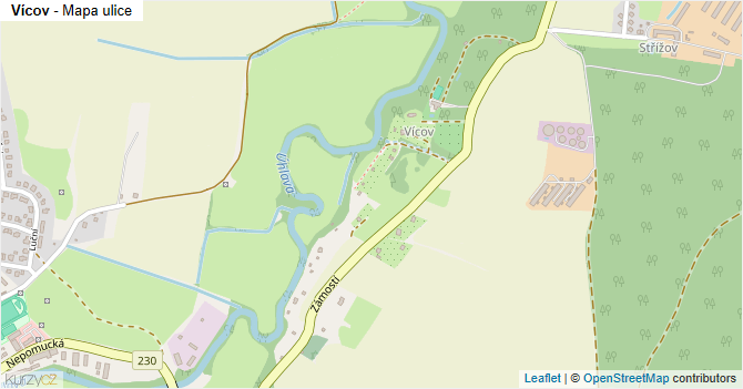 Vícov - mapa ulice
