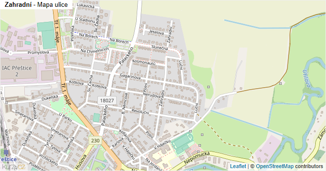 Zahradní - mapa ulice