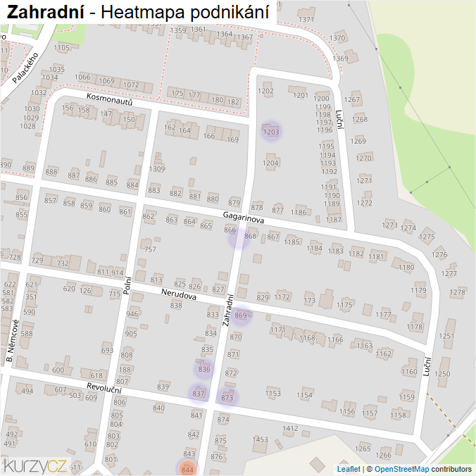 Mapa Zahradní - Firmy v ulici.