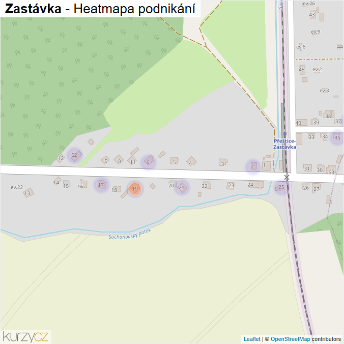Mapa Zastávka - Firmy v části obce.