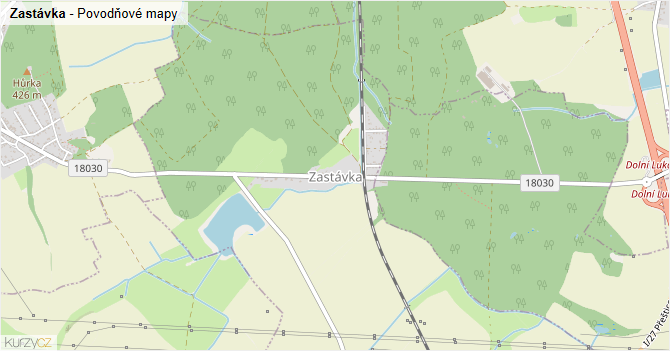 Zastávka - záplavové mapy stoleté vody