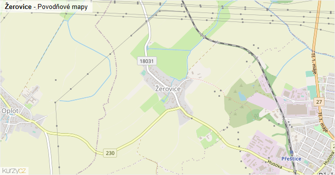Žerovice - záplavové mapy stoleté vody