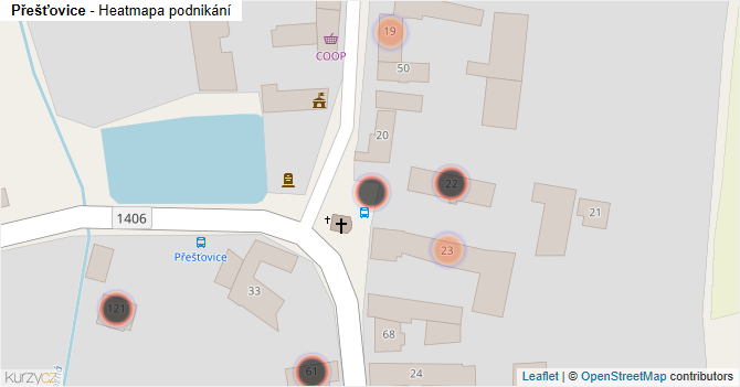 Přešťovice - mapa podnikání