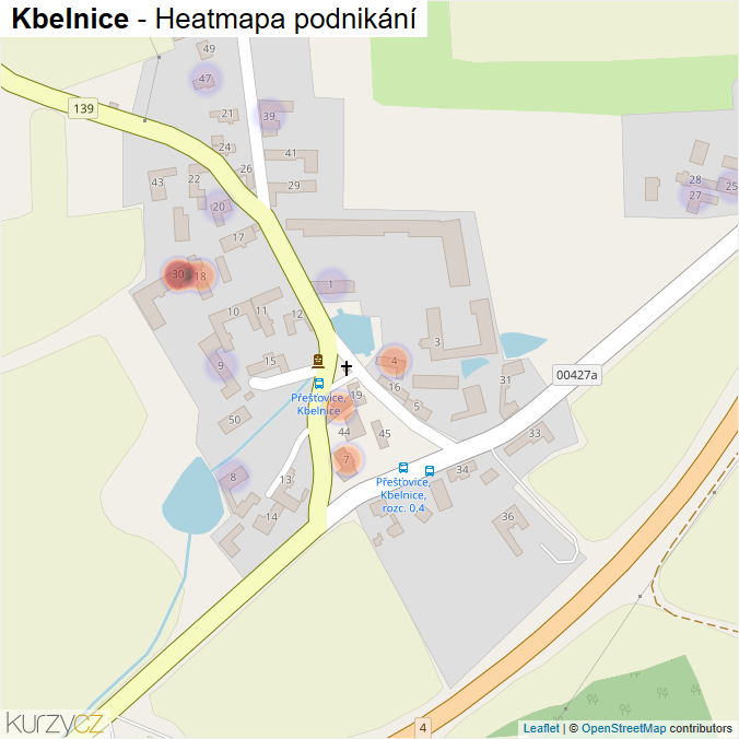 Mapa Kbelnice - Firmy v části obce.