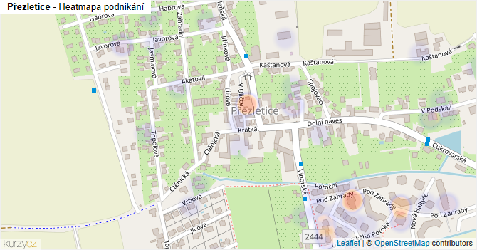 Přezletice - mapa podnikání