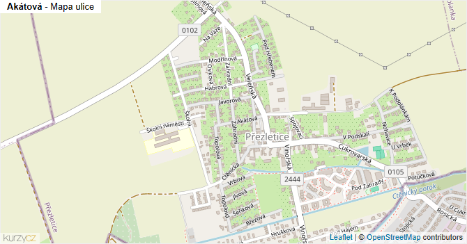 Akátová - mapa ulice