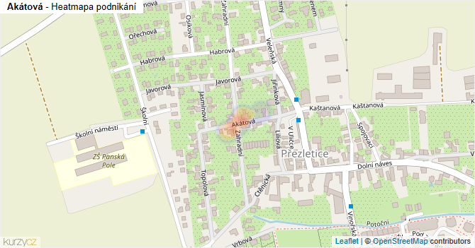 Akátová - mapa podnikání