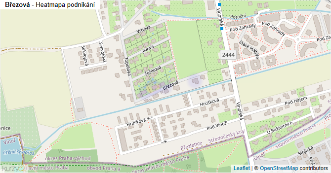 Březová - mapa podnikání
