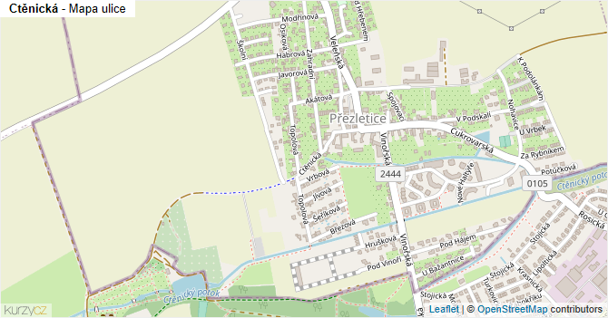 Ctěnická - mapa ulice