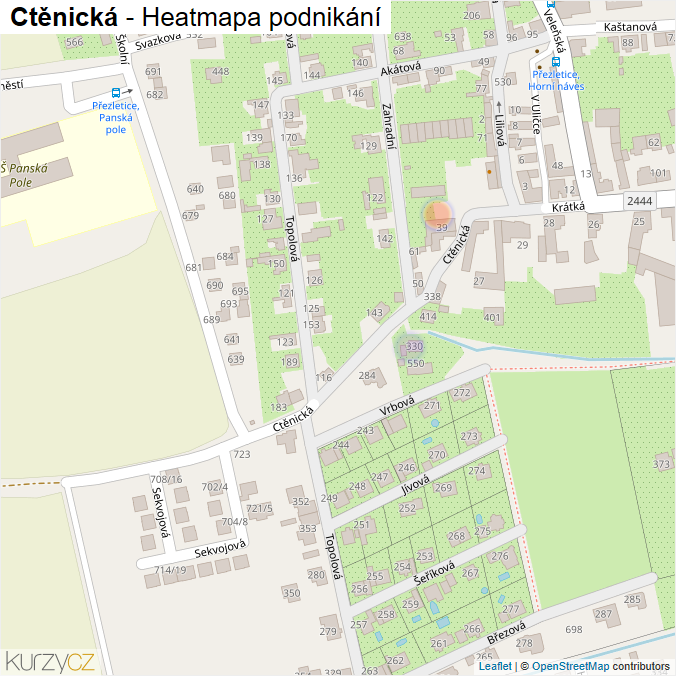 Mapa Ctěnická - Firmy v ulici.