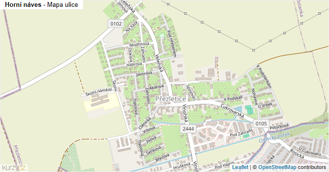 Horní náves - mapa ulice