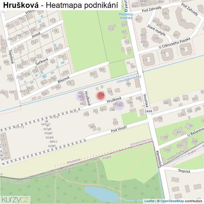 Mapa Hrušková - Firmy v ulici.