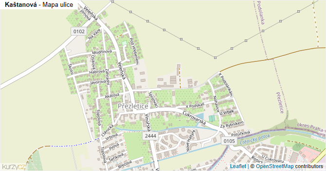 Kaštanová - mapa ulice