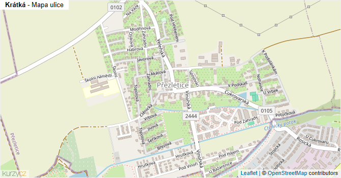 Krátká - mapa ulice