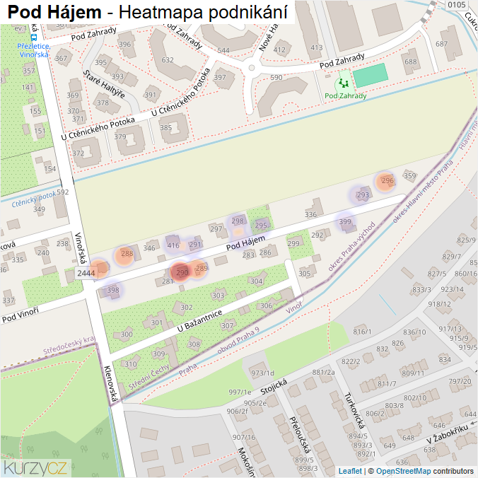 Mapa Pod Hájem - Firmy v ulici.