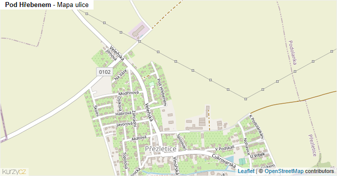Pod Hřebenem - mapa ulice