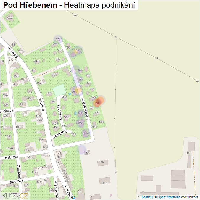 Mapa Pod Hřebenem - Firmy v ulici.