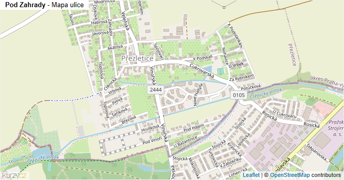 Pod Zahrady - mapa ulice