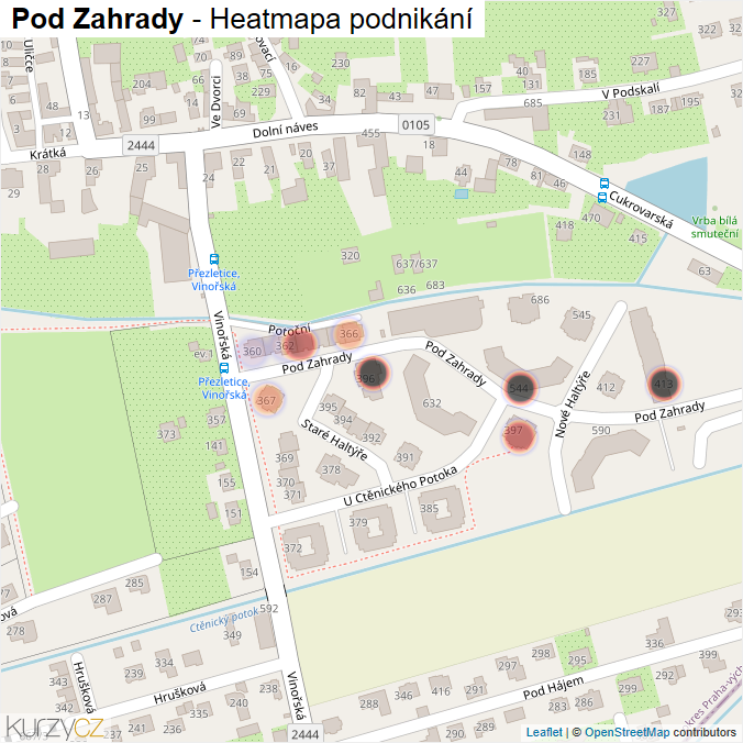 Mapa Pod Zahrady - Firmy v ulici.