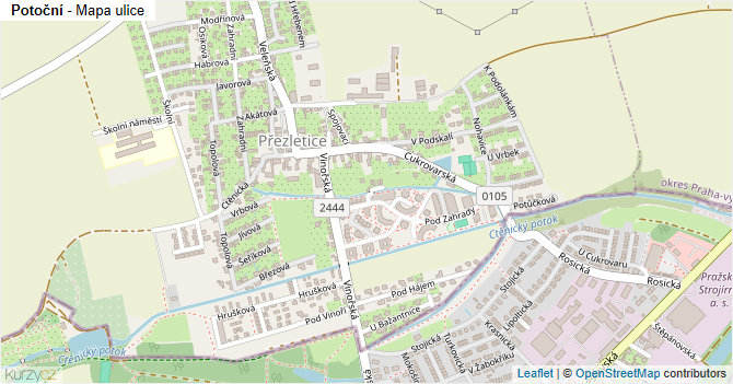 Potoční - mapa ulice