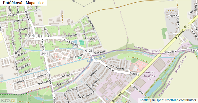 Potůčková - mapa ulice