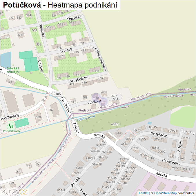 Mapa Potůčková - Firmy v ulici.