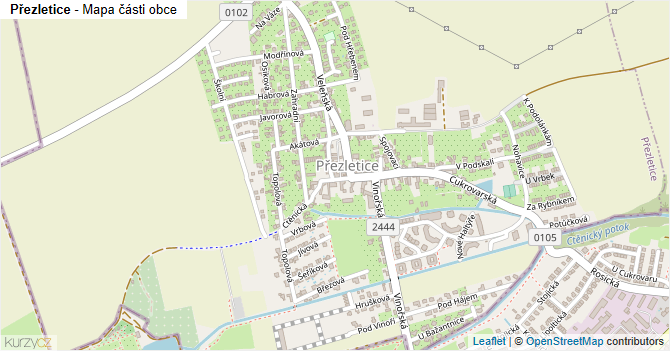 Přezletice - mapa části obce