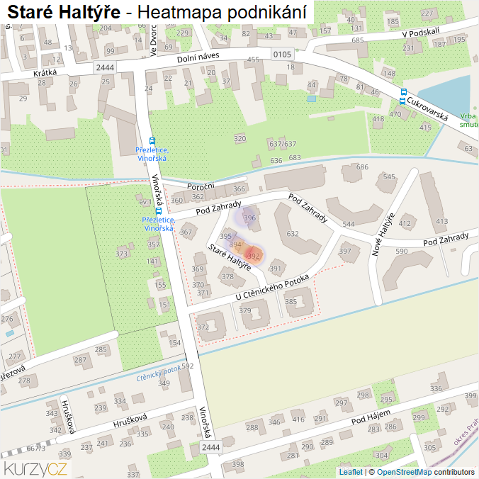 Mapa Staré Haltýře - Firmy v ulici.