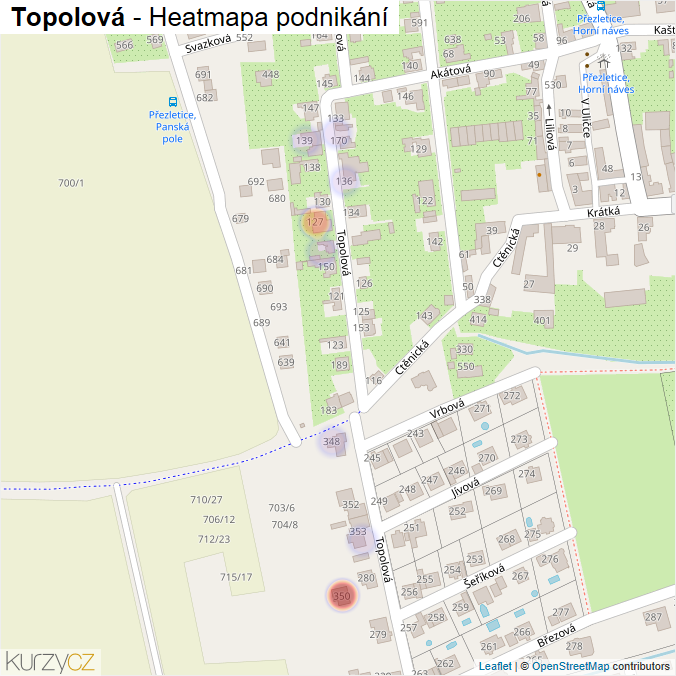 Mapa Topolová - Firmy v ulici.
