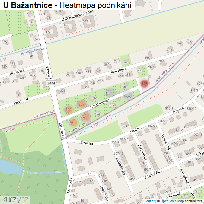 Mapa U Bažantnice - Firmy v ulici.