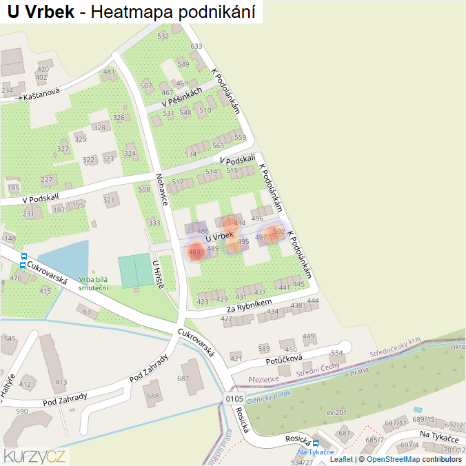 Mapa U Vrbek - Firmy v ulici.