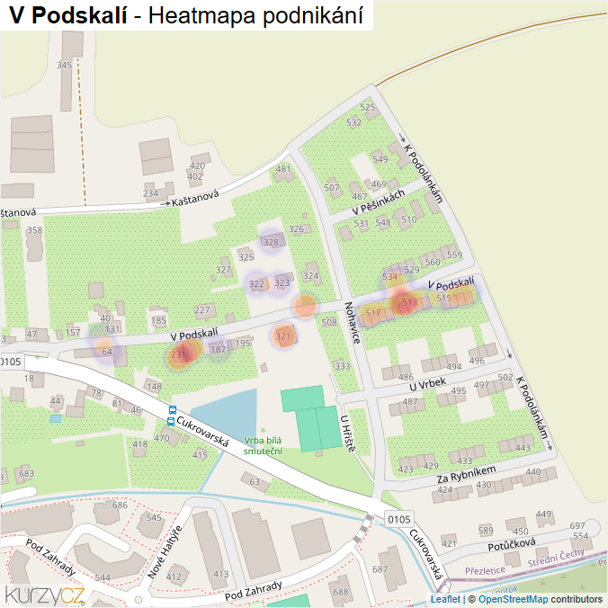 Mapa V Podskalí - Firmy v ulici.