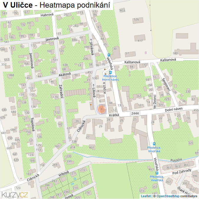 Mapa V Uličce - Firmy v ulici.