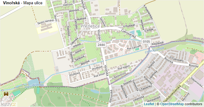 Vinořská - mapa ulice