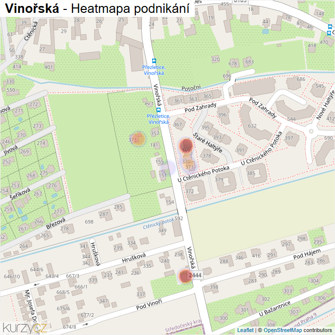 Mapa Vinořská - Firmy v ulici.