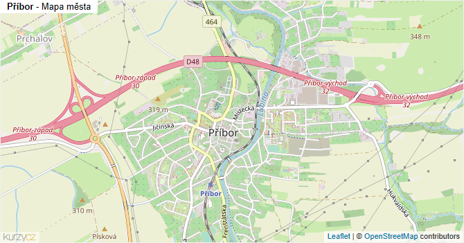 Příbor - mapa města