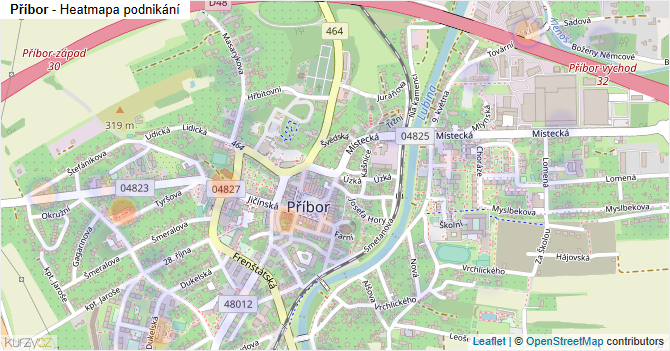 Příbor - mapa podnikání