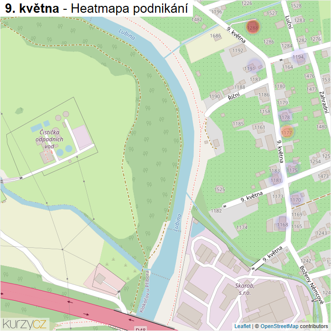 Mapa 9. května - Firmy v ulici.