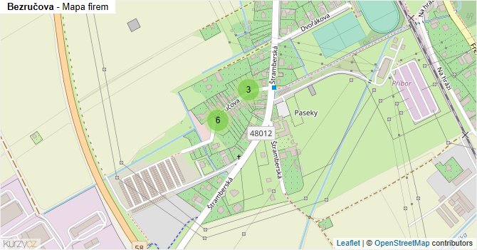 Bezručova - mapa firem